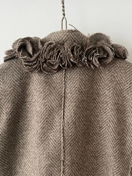 Banana Republic Brown Herringbone Ruffle Collar Blazer - Picture 10 of 12